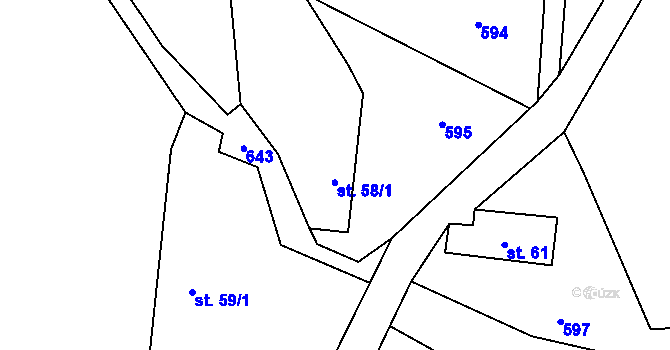 Parcela st. 58/1 v KÚ Branov, Katastrální mapa