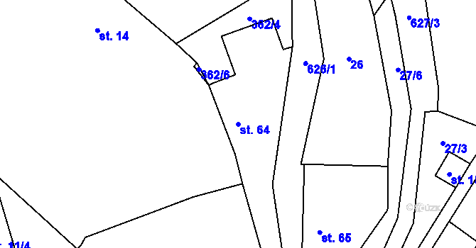 Parcela st. 64 v KÚ Branov, Katastrální mapa