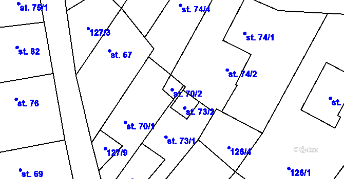 Parcela st. 70/2 v KÚ Branov, Katastrální mapa