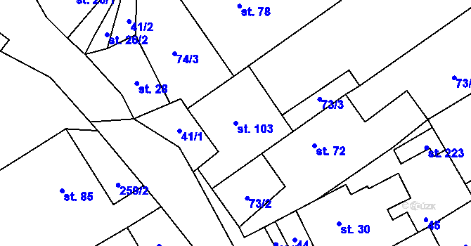 Parcela st. 103 v KÚ Branov, Katastrální mapa