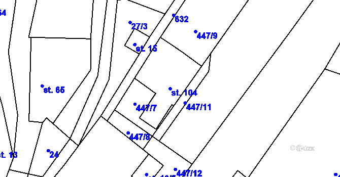 Parcela st. 104 v KÚ Branov, Katastrální mapa