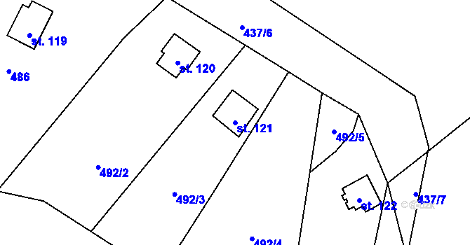 Parcela st. 121 v KÚ Branov, Katastrální mapa