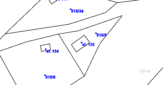 Parcela st. 135 v KÚ Branov, Katastrální mapa
