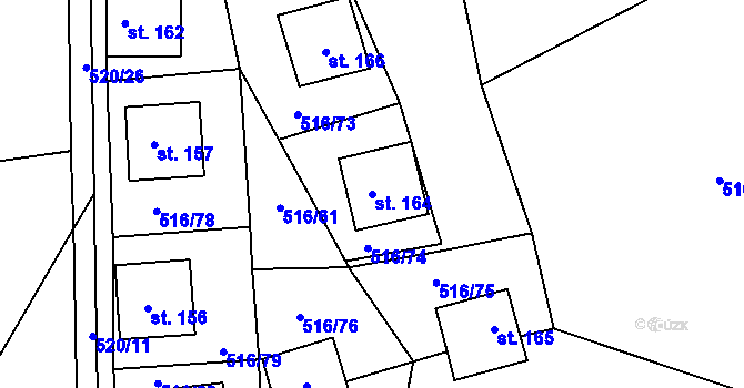 Parcela st. 164 v KÚ Branov, Katastrální mapa
