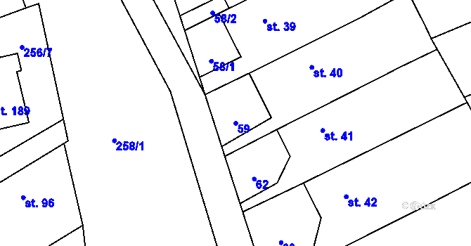 Parcela st. 59 v KÚ Branov, Katastrální mapa