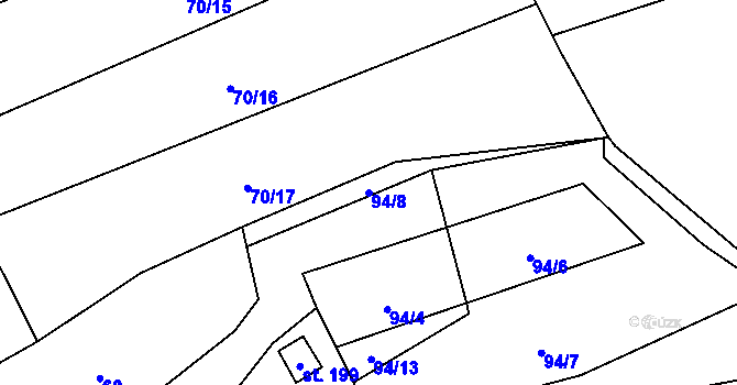 Parcela st. 94/8 v KÚ Branov, Katastrální mapa