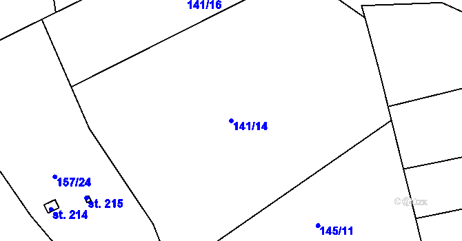 Parcela st. 141/14 v KÚ Branov, Katastrální mapa