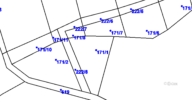 Parcela st. 171/1 v KÚ Branov, Katastrální mapa