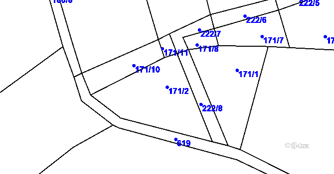 Parcela st. 171/2 v KÚ Branov, Katastrální mapa