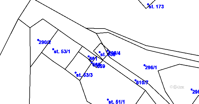 Parcela st. 238 v KÚ Branov, Katastrální mapa