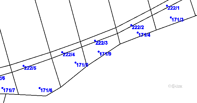 Parcela st. 171/9 v KÚ Branov, Katastrální mapa