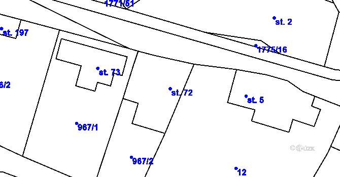 Parcela st. 72 v KÚ Bransouze, Katastrální mapa