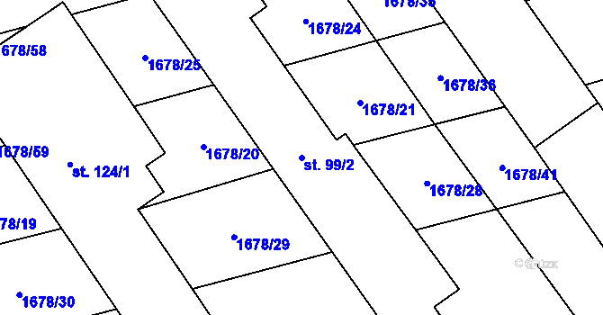 Parcela st. 99/2 v KÚ Bransouze, Katastrální mapa