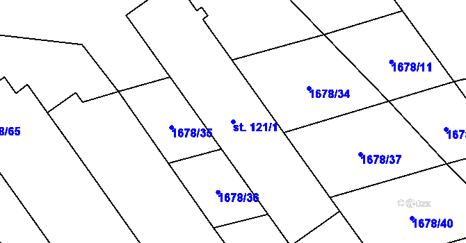 Parcela st. 121/1 v KÚ Bransouze, Katastrální mapa