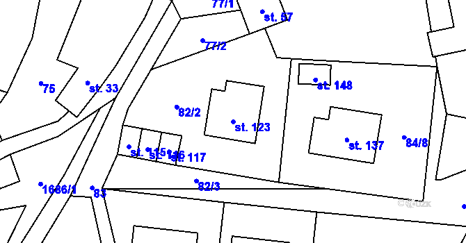 Parcela st. 123 v KÚ Bransouze, Katastrální mapa