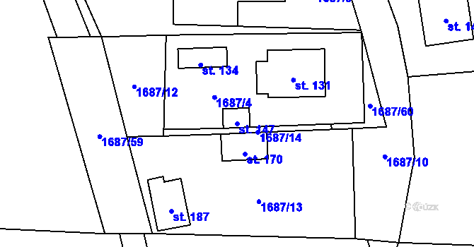 Parcela st. 147 v KÚ Bransouze, Katastrální mapa