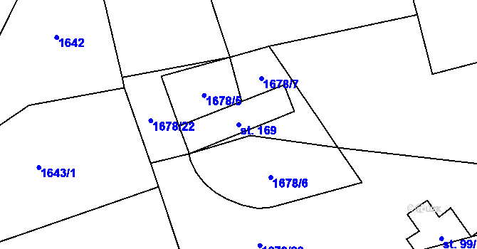 Parcela st. 169 v KÚ Bransouze, Katastrální mapa