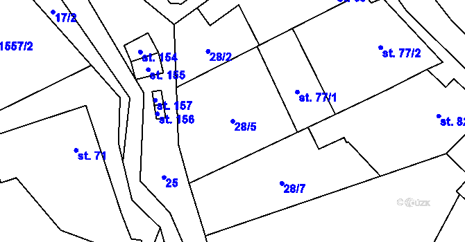 Parcela st. 28/5 v KÚ Bransouze, Katastrální mapa