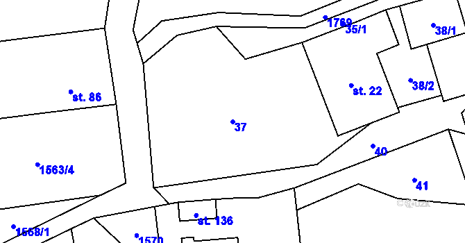 Parcela st. 37 v KÚ Bransouze, Katastrální mapa