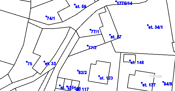 Parcela st. 77/2 v KÚ Bransouze, Katastrální mapa