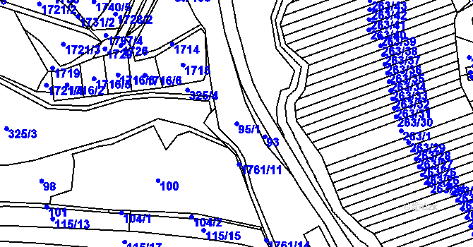 Parcela st. 95/1 v KÚ Bransouze, Katastrální mapa