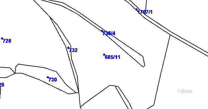 Parcela st. 685/11 v KÚ Bransouze, Katastrální mapa