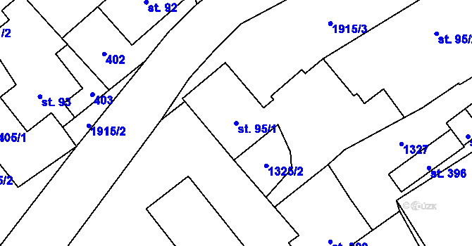 Parcela st. 95/1 v KÚ Brantice, Katastrální mapa