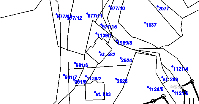 Parcela st. 582 v KÚ Brantice, Katastrální mapa