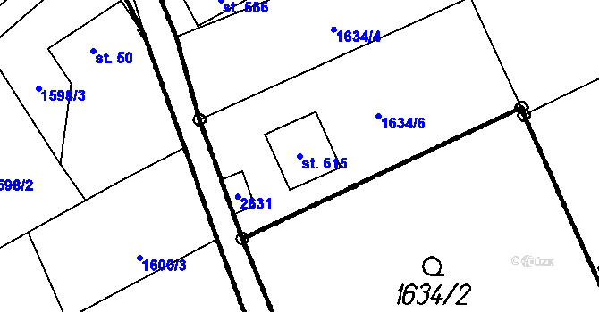 Parcela st. 615 v KÚ Brantice, Katastrální mapa