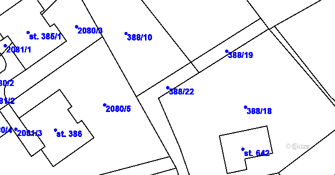 Parcela st. 388/22 v KÚ Brantice, Katastrální mapa