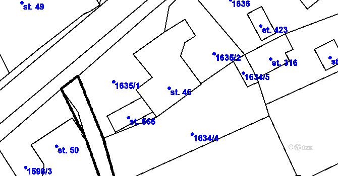 Parcela st. 46 v KÚ Brantice, Katastrální mapa