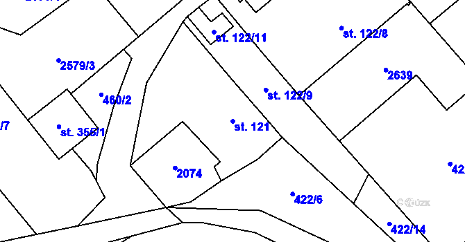 Parcela st. 121 v KÚ Brantice, Katastrální mapa