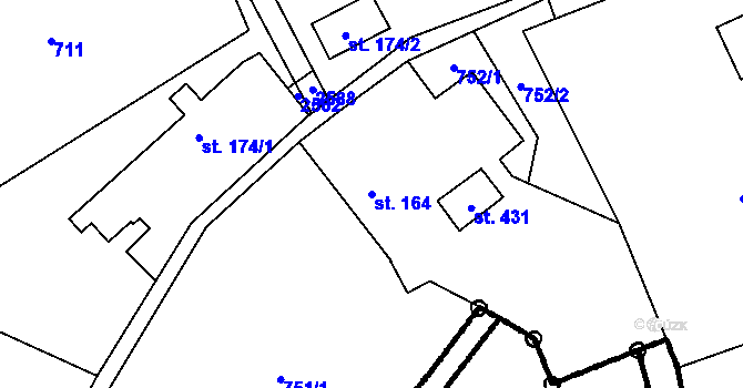 Parcela st. 164 v KÚ Brantice, Katastrální mapa
