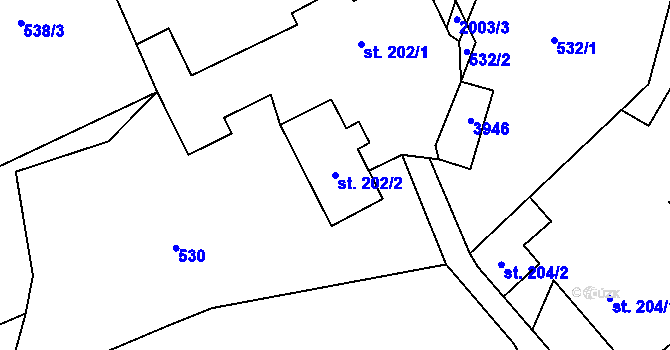 Parcela st. 202/2 v KÚ Brantice, Katastrální mapa