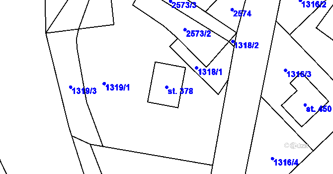 Parcela st. 378 v KÚ Brantice, Katastrální mapa