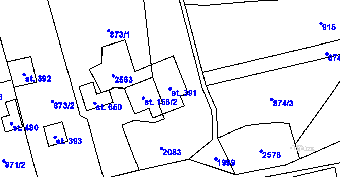 Parcela st. 391 v KÚ Brantice, Katastrální mapa