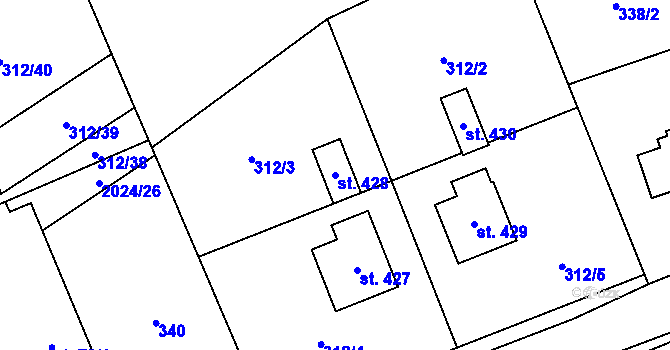 Parcela st. 428 v KÚ Brantice, Katastrální mapa