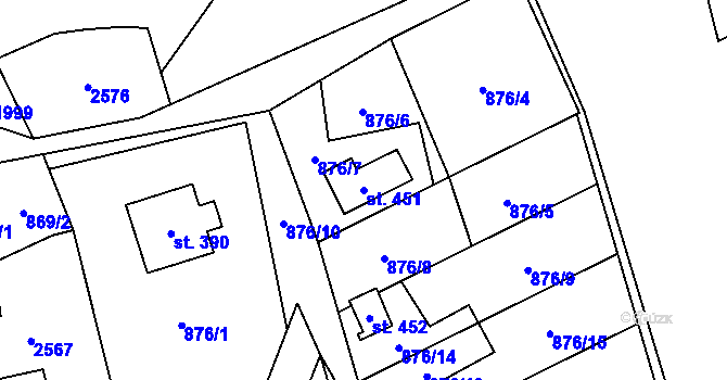 Parcela st. 451 v KÚ Brantice, Katastrální mapa