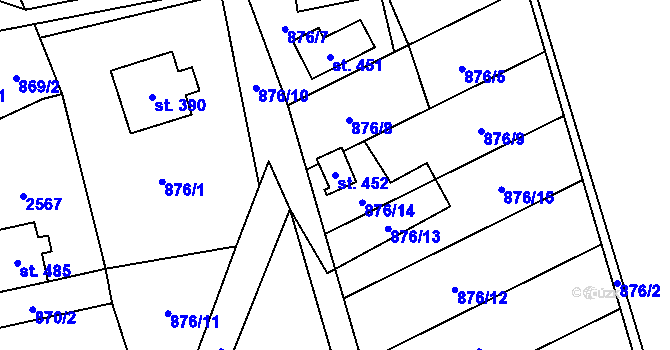 Parcela st. 452 v KÚ Brantice, Katastrální mapa