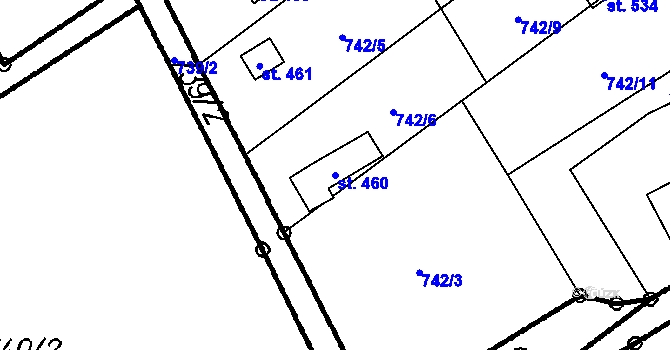 Parcela st. 460 v KÚ Brantice, Katastrální mapa