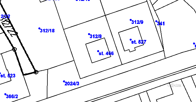 Parcela st. 466 v KÚ Brantice, Katastrální mapa