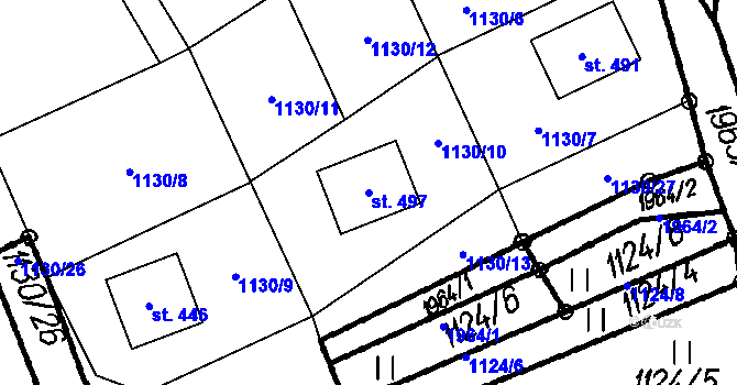 Parcela st. 497 v KÚ Brantice, Katastrální mapa