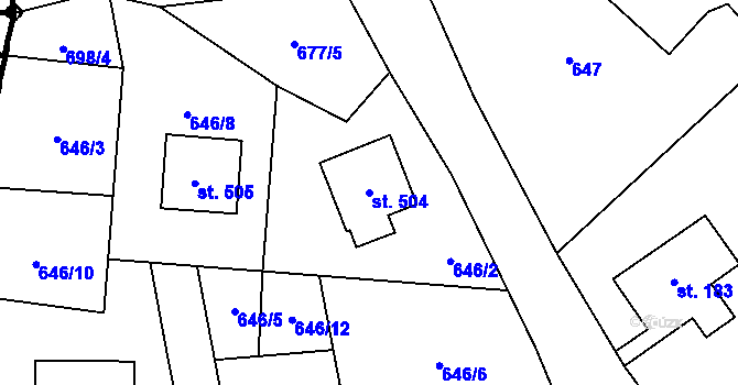 Parcela st. 504 v KÚ Brantice, Katastrální mapa
