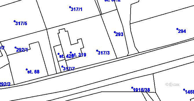 Parcela st. 317/3 v KÚ Brantice, Katastrální mapa