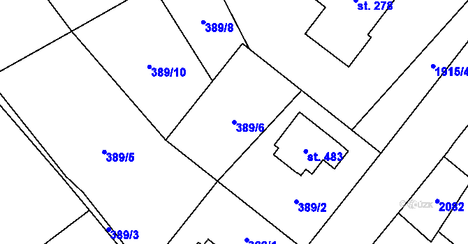 Parcela st. 389/6 v KÚ Brantice, Katastrální mapa