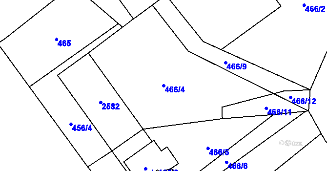 Parcela st. 466/4 v KÚ Brantice, Katastrální mapa