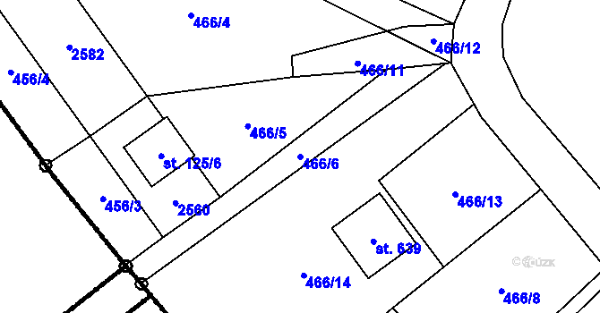 Parcela st. 466/6 v KÚ Brantice, Katastrální mapa