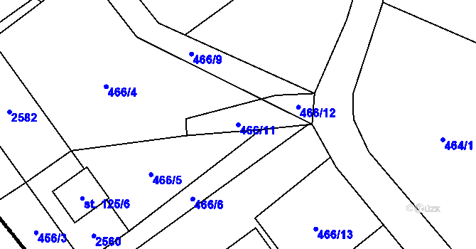 Parcela st. 466/11 v KÚ Brantice, Katastrální mapa