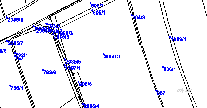 Parcela st. 805/13 v KÚ Brantice, Katastrální mapa