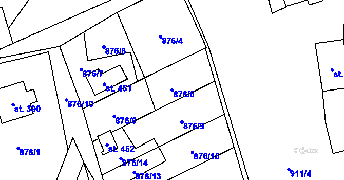 Parcela st. 876/5 v KÚ Brantice, Katastrální mapa